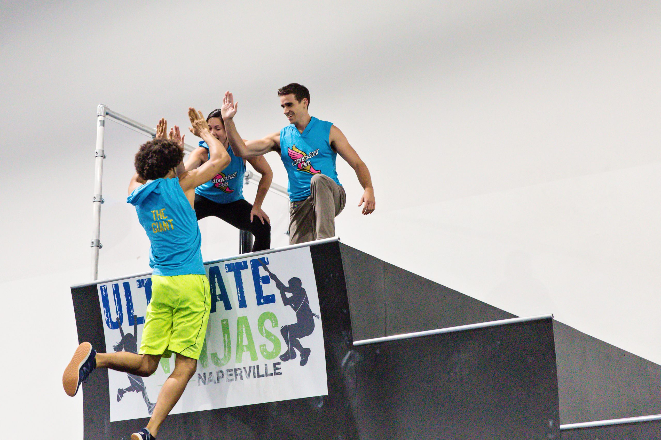 High-five after obstacle course